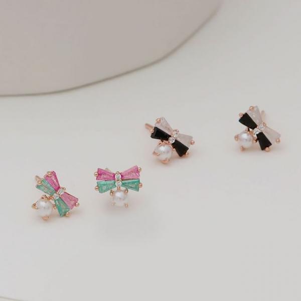 패션 쁘띠 리본 진주 귀걸이