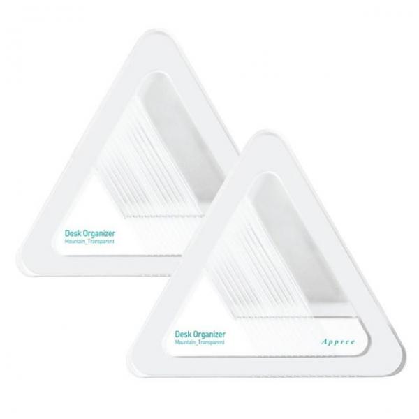 다용도 삼각형 책상 정리함 투명 2P 필기구 데스크