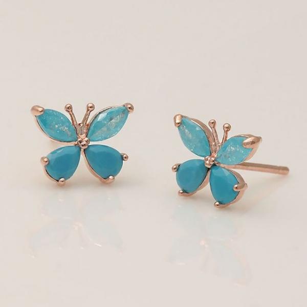 패션 캔디컬러 큐빅 나비 귀걸이