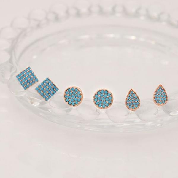 패션 블루 쉐입 큐빅 귀걸이