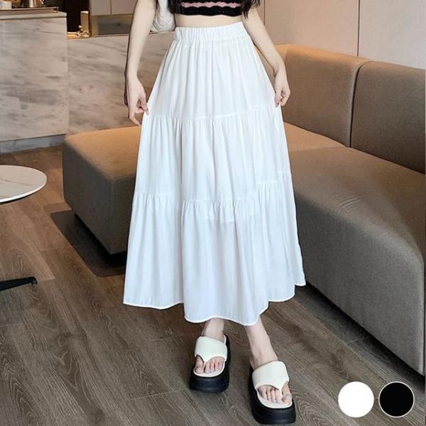 주름 A라인 편안한 허리밴딩 데일리 스커트