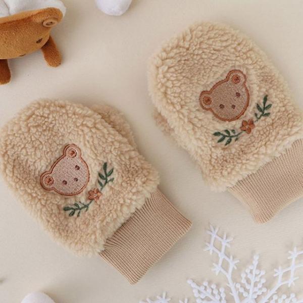 모모 캐릭터 자수 덤블 어린이 엄지 벙어리 장갑