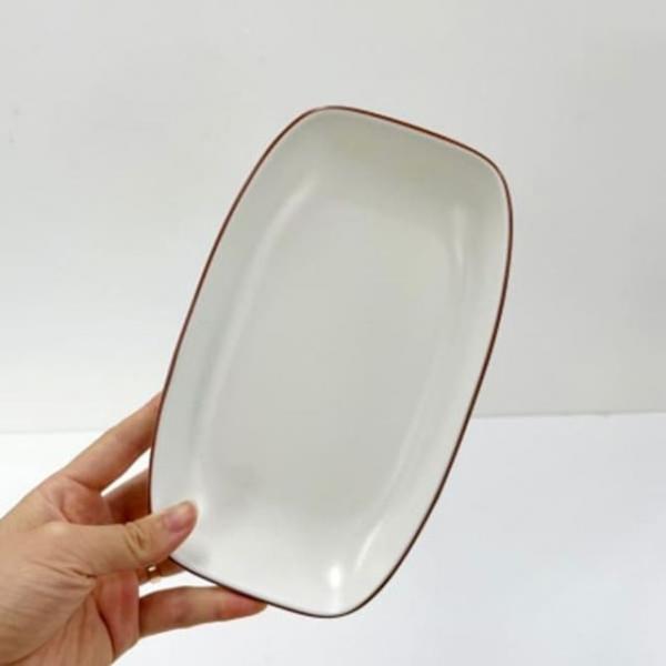 코드브라운 접시 멜라민 그릇 찬기 식기 타원 20cm