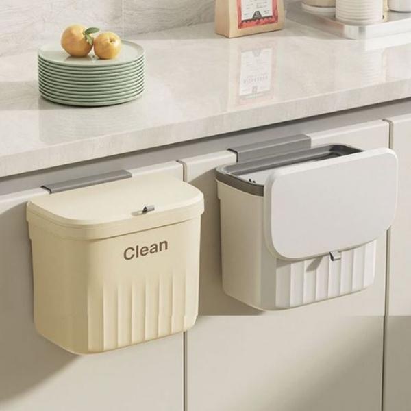 원터치 싱크대 벽걸이 부착형 씽크대 휴지통 8.5L