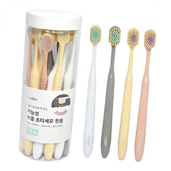 이중 초미세모 칫솔 12입 1P 부드러운 잇몸 브러쉬