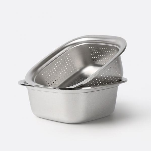 스텐 믹싱볼 베이킹 샐러드 스텐볼 채망 세트 24cm