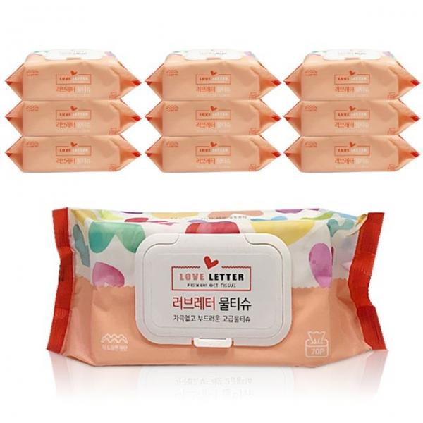 러브레터 물티슈70매(캡형) x1박스(10개)고급물티슈