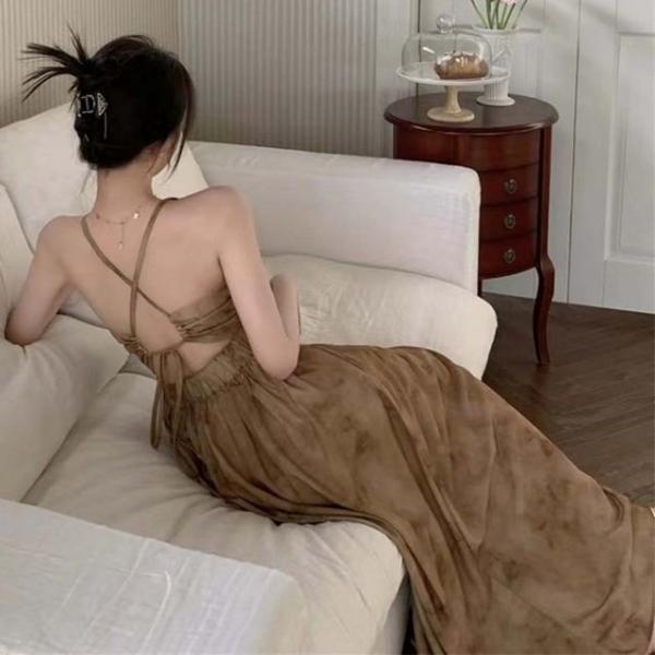 홀터넥 백리스 스트링원피스 휴양지 바캉스 롱드레스