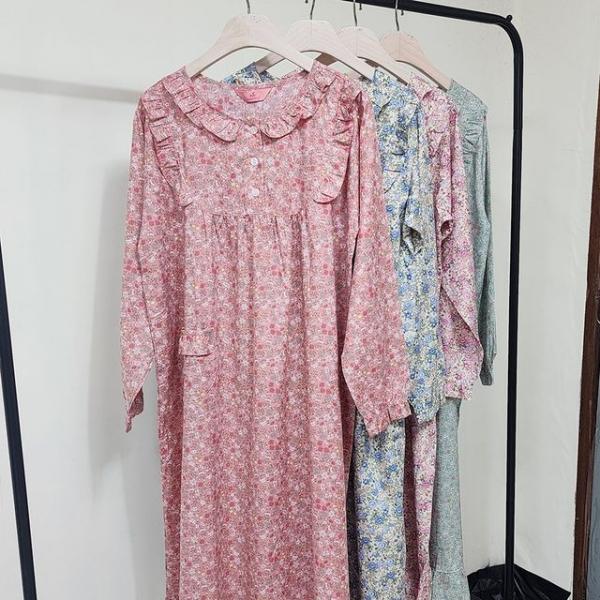 국산 플라워 레이스 홈웨어 원피스