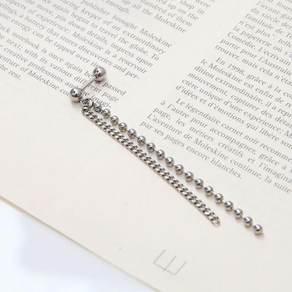 (1+1) 써지컬 피어싱 실버 롱 스타