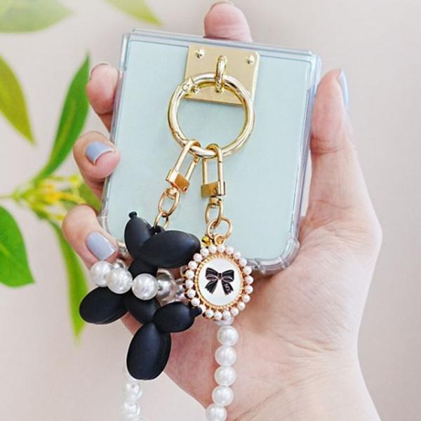 갤럭시 Z플립5 케이스 링고리 진주스트랩 젤리