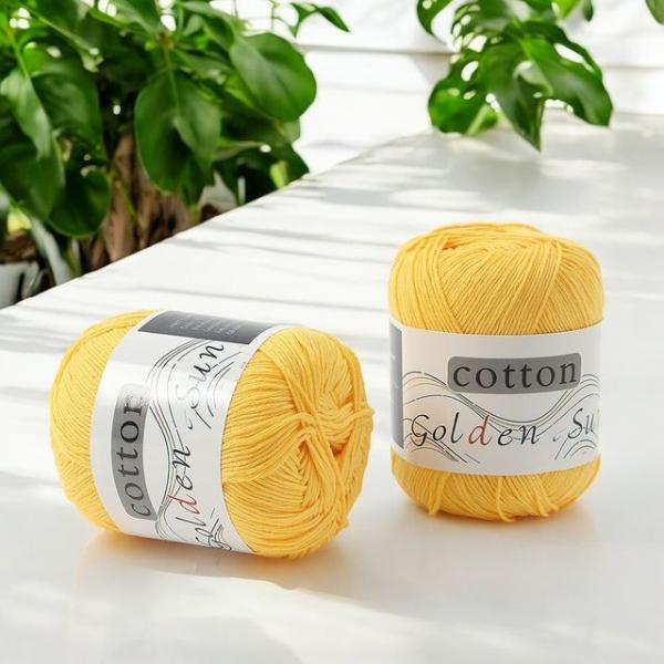 코튼 뜨개질실 노랑x2p 8합사 뜨개실 코바늘실