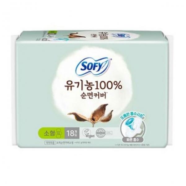 쏘피 유기 농 순면커버 생리대 소형 날개 18입X4개