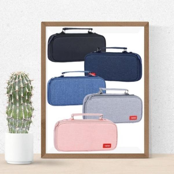 좋은 품질 5종 대용량 캔버스 손잡이 필통 고급 파우