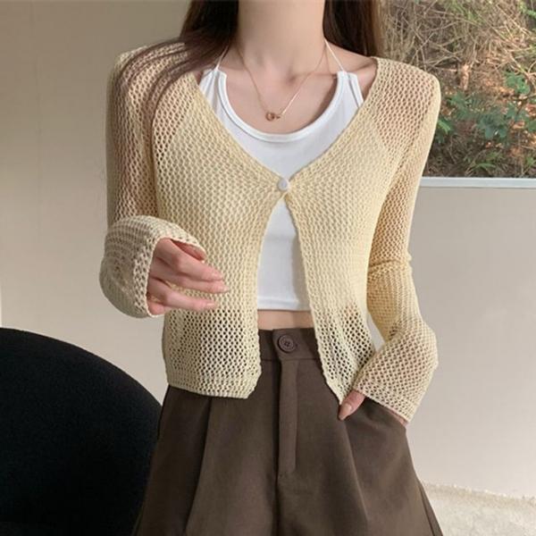 그물패션 크롭가디건 시스루 메쉬 가디건