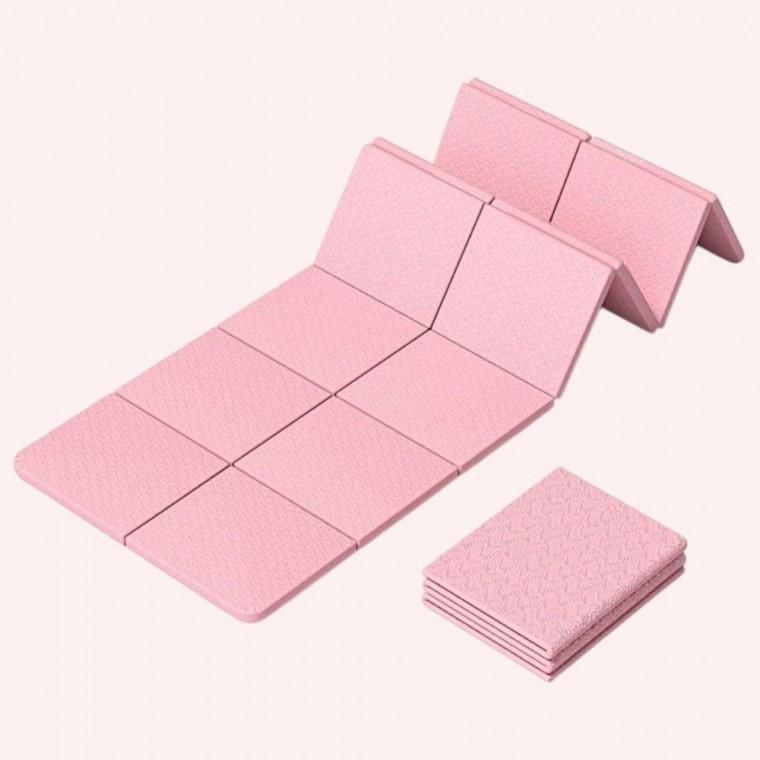 핑크색 미끄럼방지 두꺼운 요가매트 홈트레이닝 접이식 휴대용 논슬립