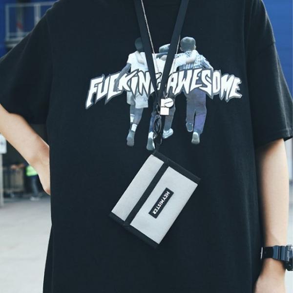 접이식 천 카드 지갑 교통카드 목걸이 명함 목걸이형 홀더 미니 파우치 학생 동전 슬림 지폐 수납 스트랩