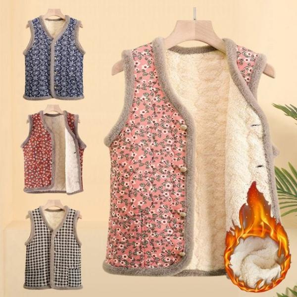 촌캉스 김장조끼 꽃무늬 누빔 할머니조끼 DD-12955