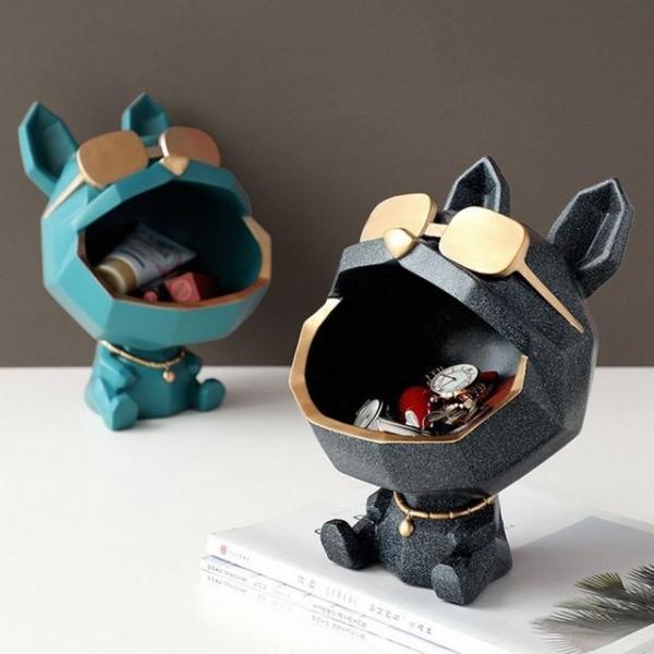 JGN 황금선글라스 강아지 보석 수납함 화이트