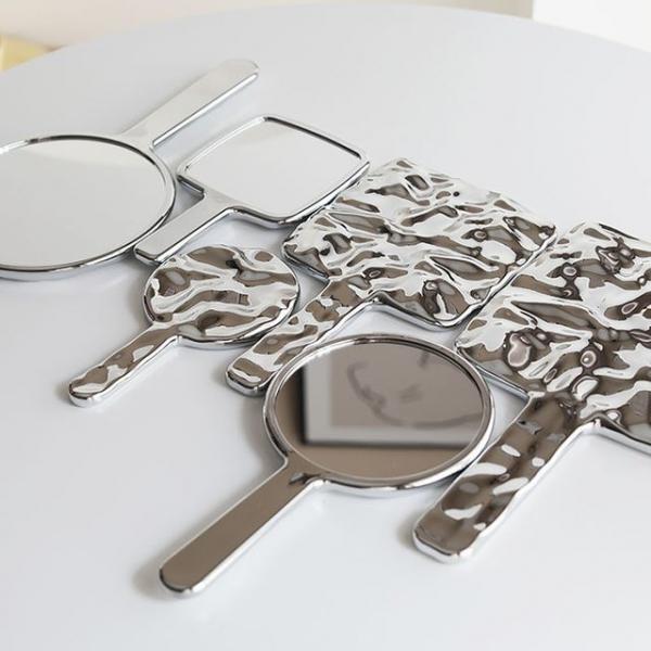 휴대용 손거울 대형 사각형 원형 실버 메이크 거울