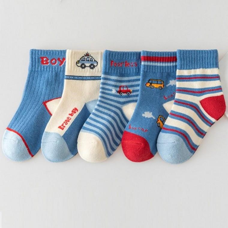 준캡 어린이 아동양말 카보이 중목 유아동양말 5족세트 4계절 면양말