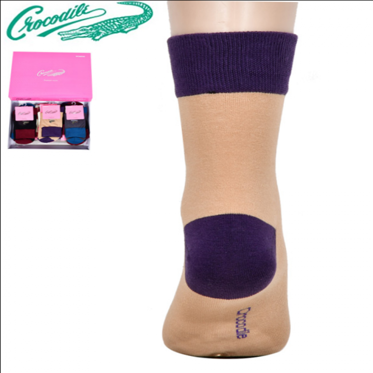 크로커다일 여자양말 로고 자수 컬러 배색 여성 캐주얼 중목 양말 기타 집이산다