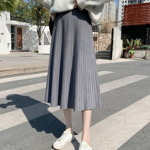 허리밴딩 니트 플 스커트 HH-A80