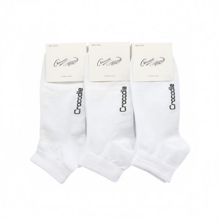 크로커다일 남성 무지 단목양말 화이트 3켤레 단색 기본 짧은양말 교복 캐주얼