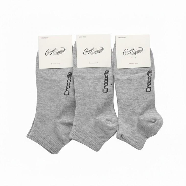 크로커다일 남성 무지 단목양말 그레이 3켤레 단색 기본 짧은양말 교복 캐주얼