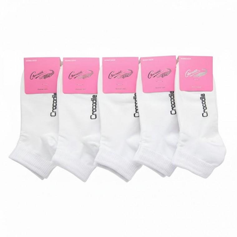 크로커다일 여성 무지 단목양말 화이트 5켤레 단색 기본 짧은양말 교복 캐주얼