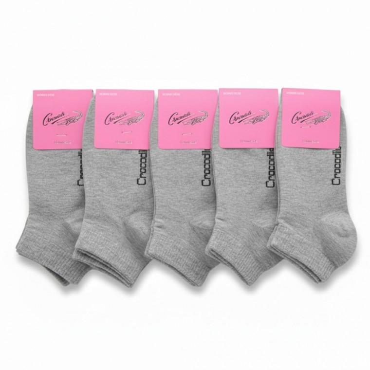 크로커다일 여성 무지 단목양말 그레이 5켤레 단색 기본 짧은양말 교복 캐주얼