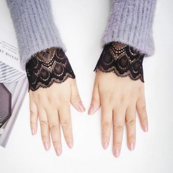 페이크소매 레이어드 손목카라 블라우스 프릴 레이스