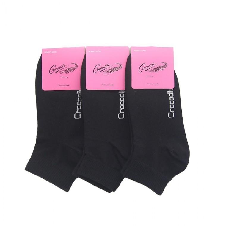 크로커다일 여성 무지 단목양말 블랙 3켤레 단색 기본 짧은양말 교복 캐주얼