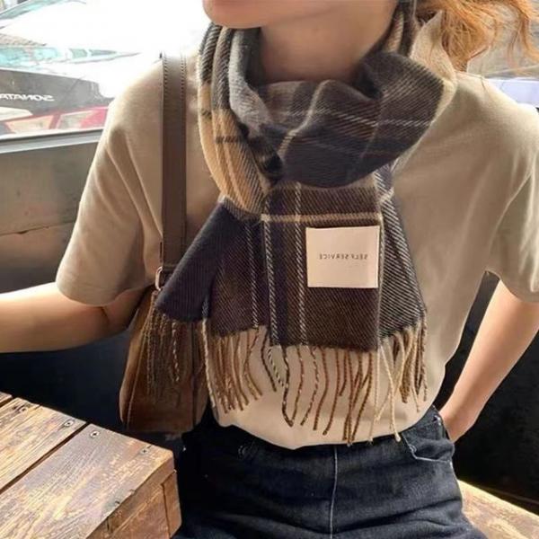 2컬러 클래식 체크 니트 머플러 니트 포근한 머플러