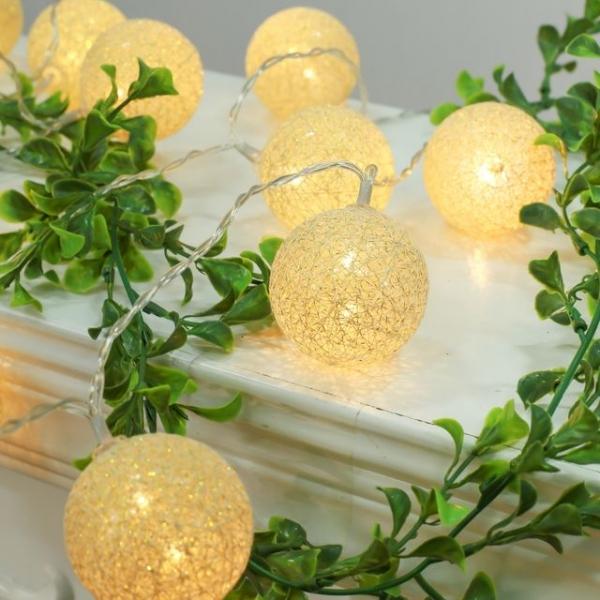 은하수 20구 LED 코튼볼 골드전구 건전지 조명