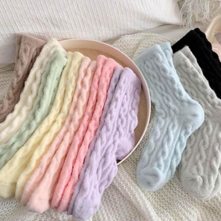 조리원 선물 수면 겨울양말 따뜻한 꽈배기 양말 보온 파스텔톤 겨울 여성용