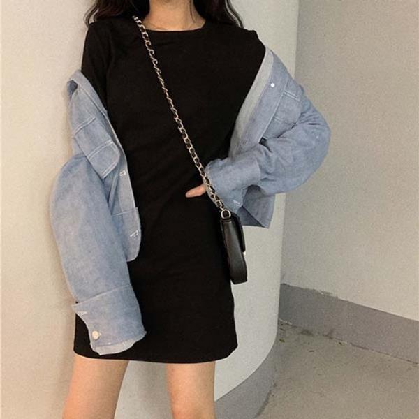 파스텔 베이직 원피스 간절기용 긴팔셔츠 데일리