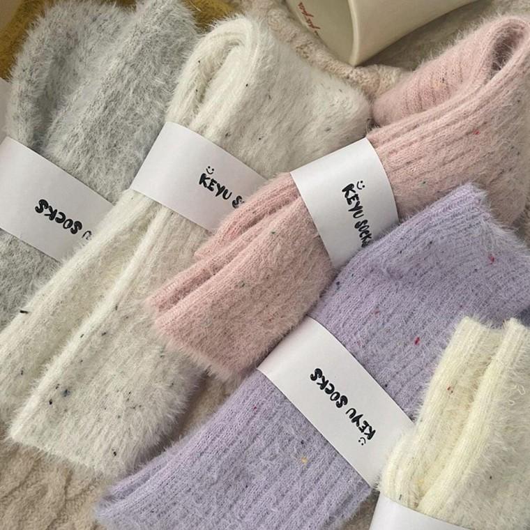 털 보온 양말 미들 삭스 부드러운 수면양말