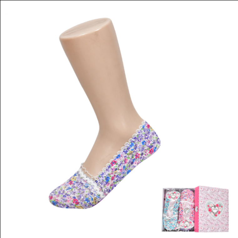 여성스러운 양말 플로럴 패턴 컬러 논 패션 덧신 논슬립 중목