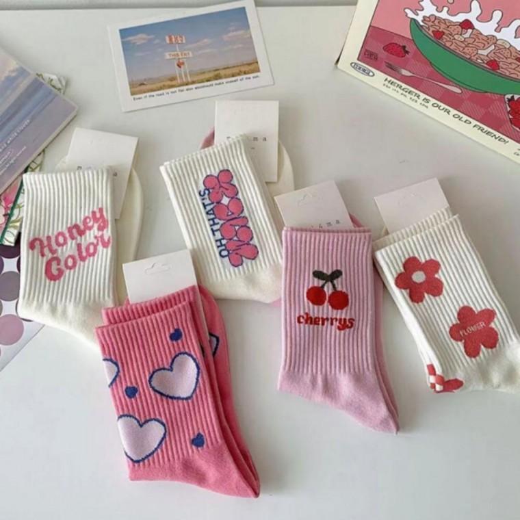양말 골지 중목 허니 핑크 5종세트 무압박 여자
