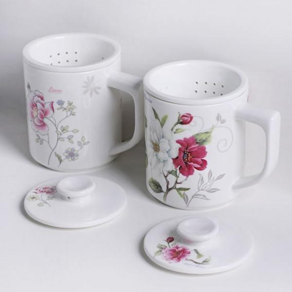 레트로 본 차이나 핸들뚜껑 도자기 필터머그 450ml