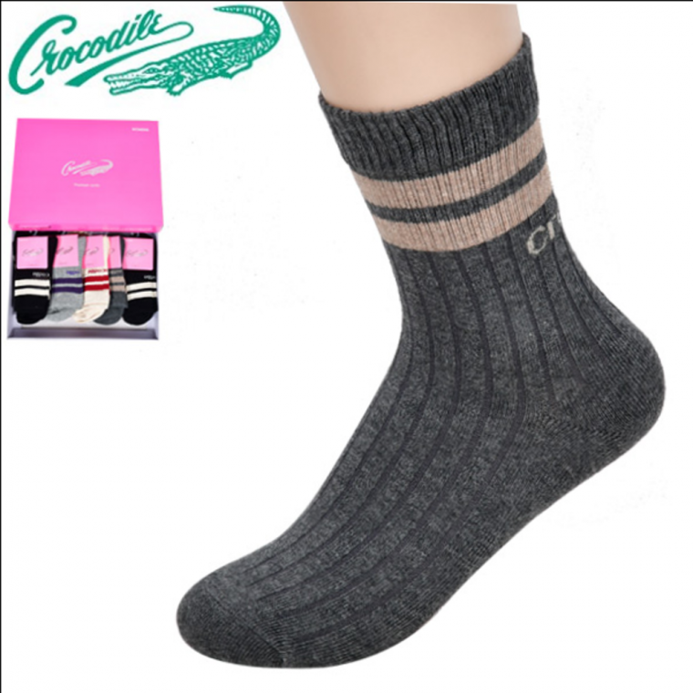 크로커다일 기타 골지 링글 포인트 여성 캐주얼 중목 양말 크리베라