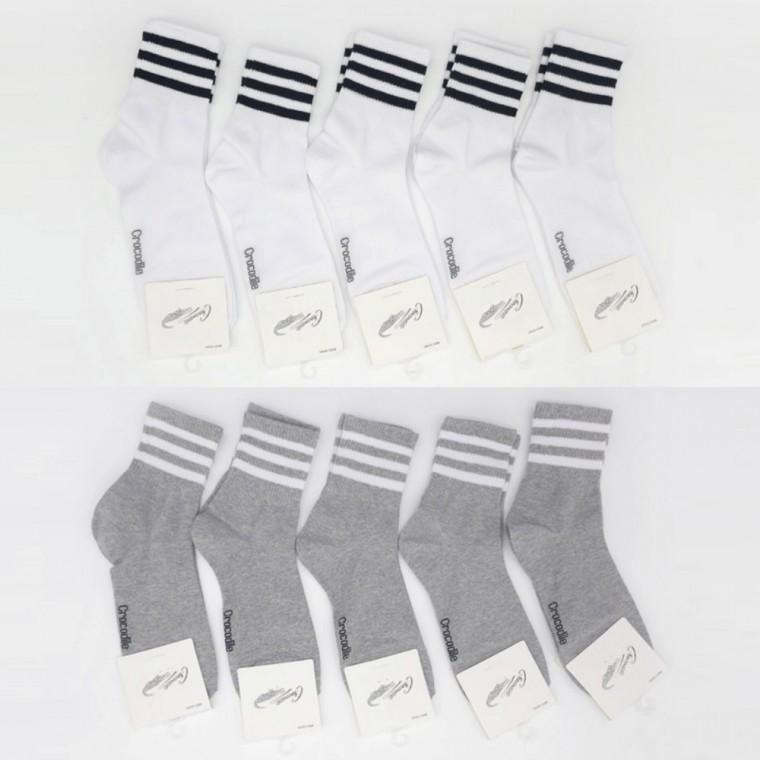 링글 3라인 밴딩 악어 남성 중목 양말 5켤레 묶음