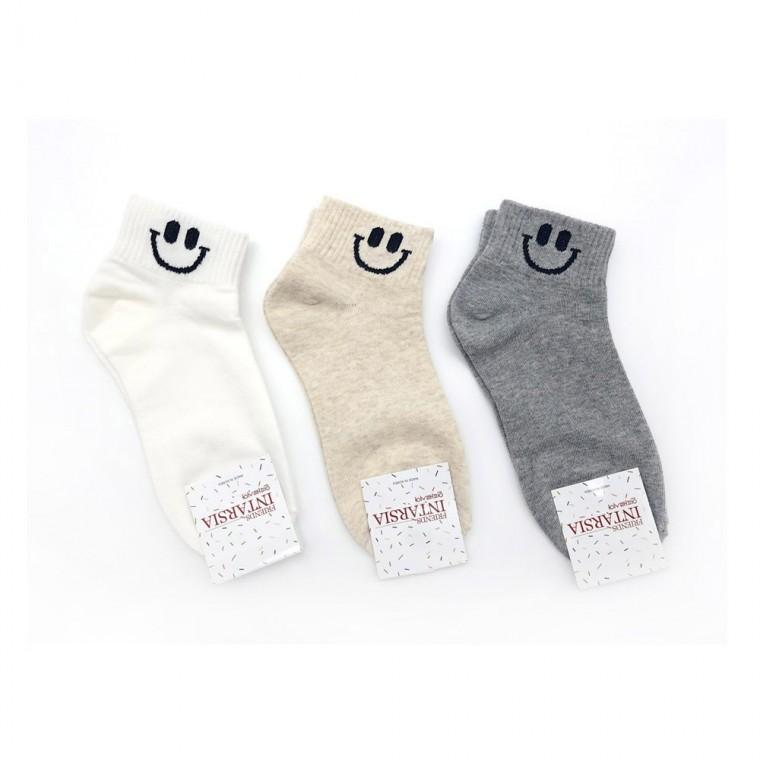 귀여운 스마일 포인트 여자 단목 양말 5켤레묶음