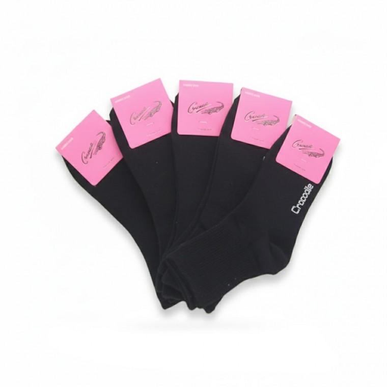 크로커다일 여성 무지 중목양말 블랙 5켤레 단색 패션 캐주얼 교복 사계절