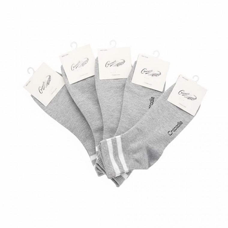 크로커다일 남성 투라인 중목양말 그레이 5켤레 단색 패션 캐주얼 교복 사계절