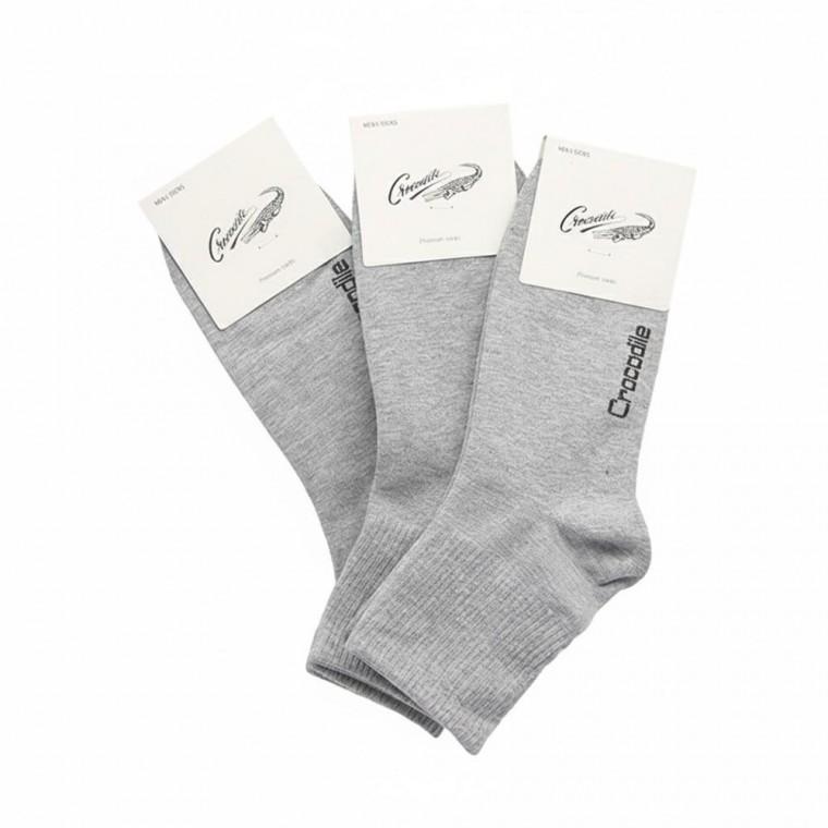 크로커다일 남성 무지 중목양말 그레이 3켤레 단색 패션 캐주얼 교복 사계절
