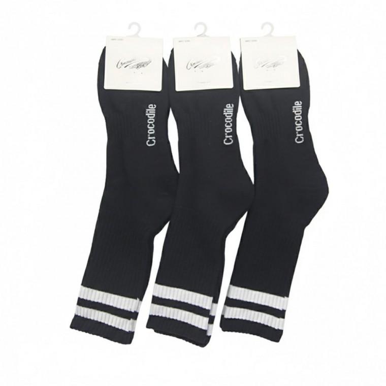 크로커다일 이중바닥 장목 스포츠양말 블랙 3켤레 남성용 자전거 등산 운동 캠핑