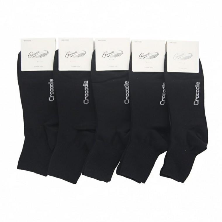 크로커다일 남성 무지 중목양말 블랙 5켤레 단색 패션 캐주얼 교복 사계절