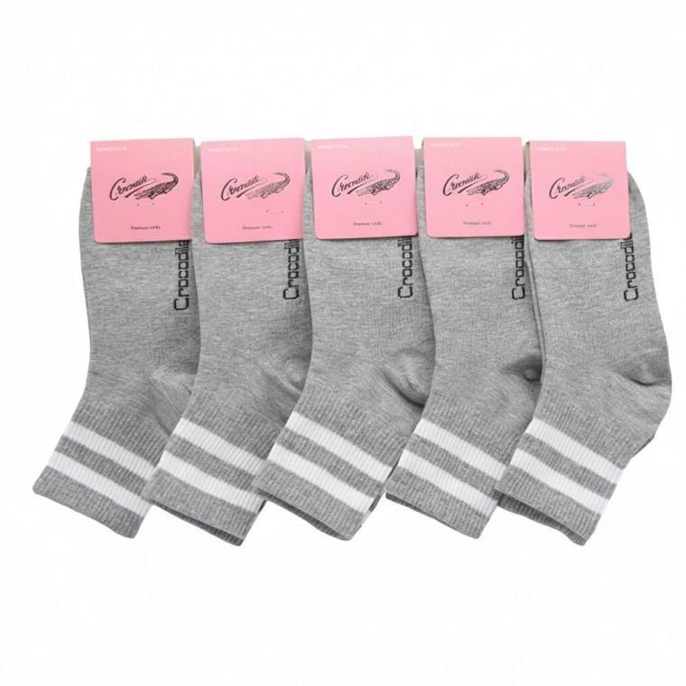크로커다일 여성 투라인 중목양말 그레이 5켤레 단색 패션 캐주얼 교복 사계절